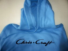 Chris Craft Screen Printed Carolina Blue Hooded Sweatshirt Heavy Weight 