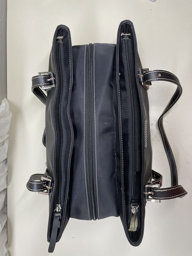 STORKSAK "GIGI" NYLON SATIN DIAPER TOTE BAG ~ Black w/ black trim Sz 15/11/7 In - Picture 4 of 12