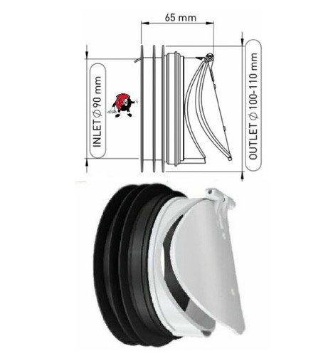 Rückstauverschluß Rückstauklappe Rattenstop Abwasserrohr Ablauf KG ROHR - Bild 4 von 21
