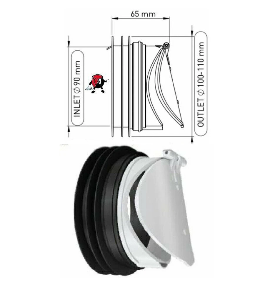 Rückstauverschluß Rückstauklappe Rattenstop Abwasserrohr Ablauf KG ROHR - Bild 4 von 4