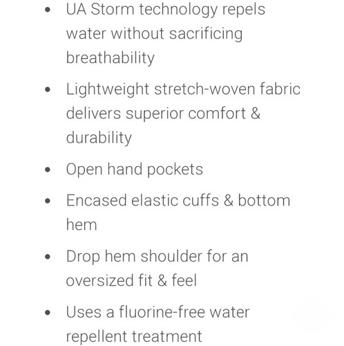 UNDER ARMOUR Women’s Medium Oversized Water Repellant Oversized Windbreaker Blue - Picture 13 of 14