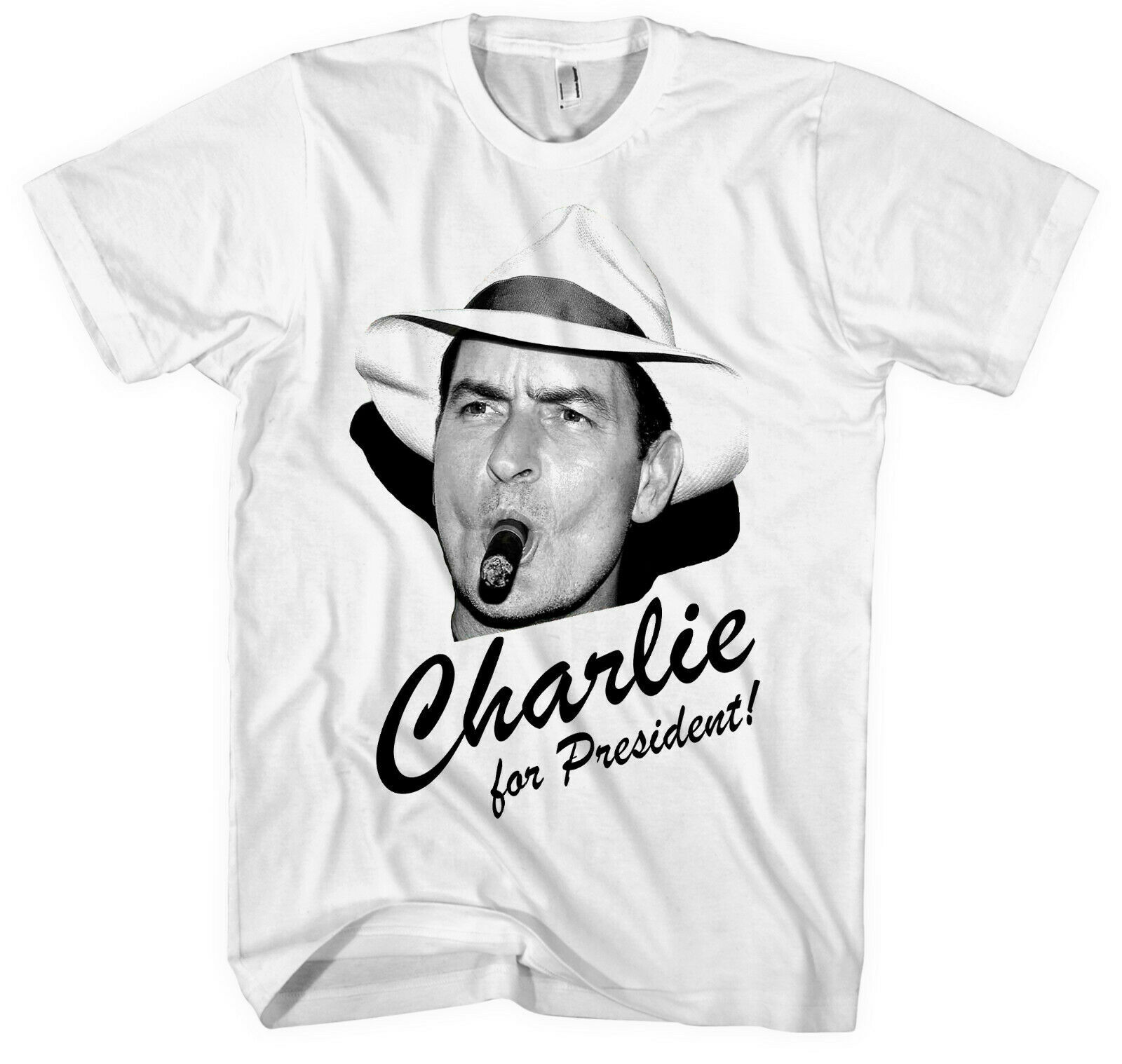 ALTRA T shirt uomo Charlie for President Charlie Sheen vintage uomo due e mezzo