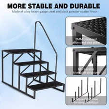 3/4 Step Swimming Pool Ladder Hot Tub Steps Ladder Heavy Duty With Handrails NEW