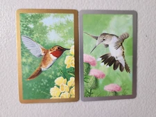 Hummingbirds Green Background Flowers Pair of Swap Playing Cards.
