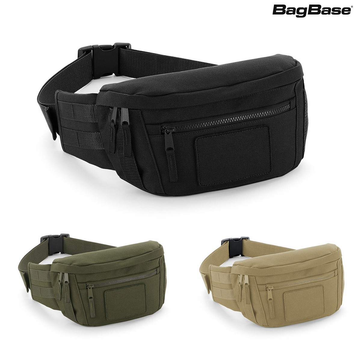 Riñonera Militar Táctica de Hombre Mujer Multiusos 2 Bolsillos Grande BagBase