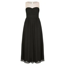 City Chic 14W Maxi Black Illusion Neck Bead Giuliana Dress New Wedding 6904