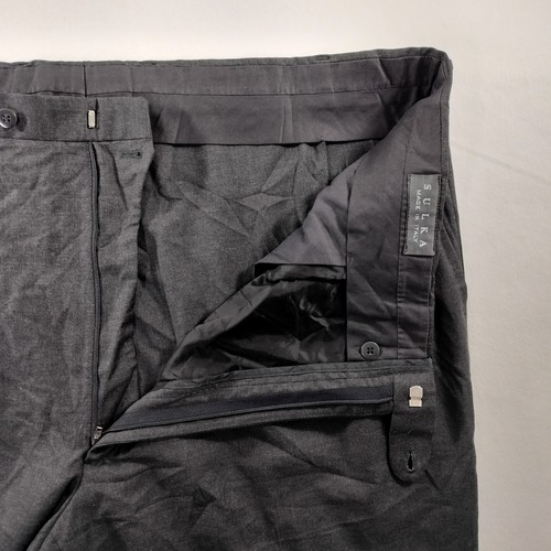 Sulka Black Pleated Wool Straight Leg Dress Pants Made In Italy Mens Size 22x37 - Picture 4 of 7