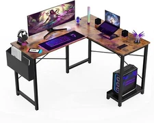 L Shape Corner Computer Desk Home Office Gaming PC Table with CPU Stand Side Bag