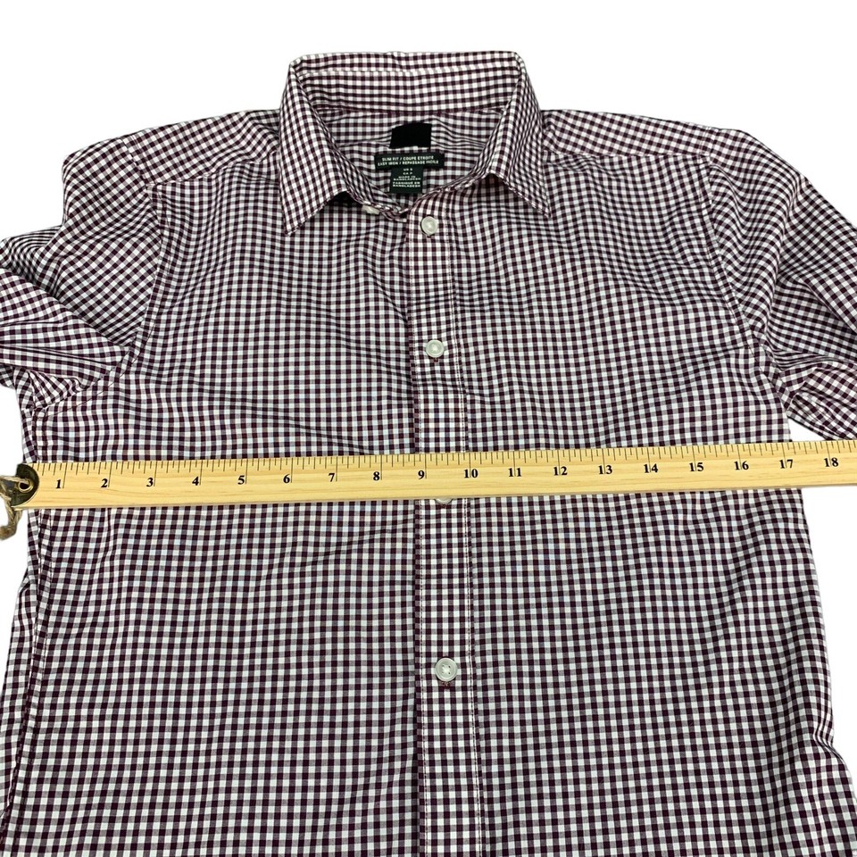 H&M Mens Burgundy Check Long Sleeve Button Up Dress Shirt Size Small eBay