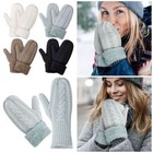 Womens Winter Fleece Lined Warm Cuffed Knit Mittens Gloves Thick Windproof