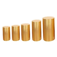 5 Cylinder Pedestal Metallic Fitted Spandex Display STAND COVERS Set Party Event