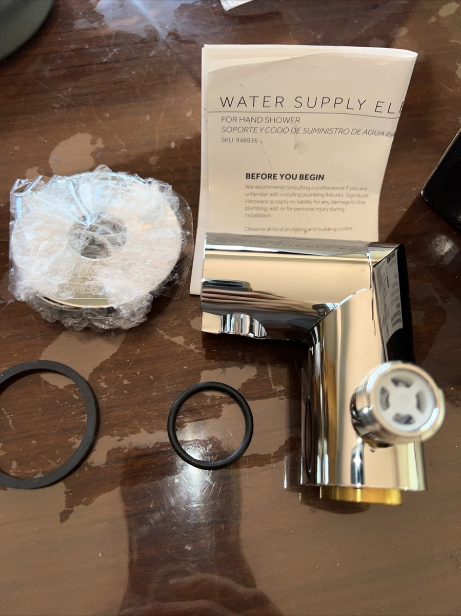Signature Hardware Schwenkbarer Wasserversorgungsbogen Mit Halterung Für Handbrause, Chrom – Messing, 1/2" Anschlüsse