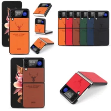 Shockproof Folding Deer Leather For Samsung Galaxy Z Flip 4 Flip 3 PU Case Cover