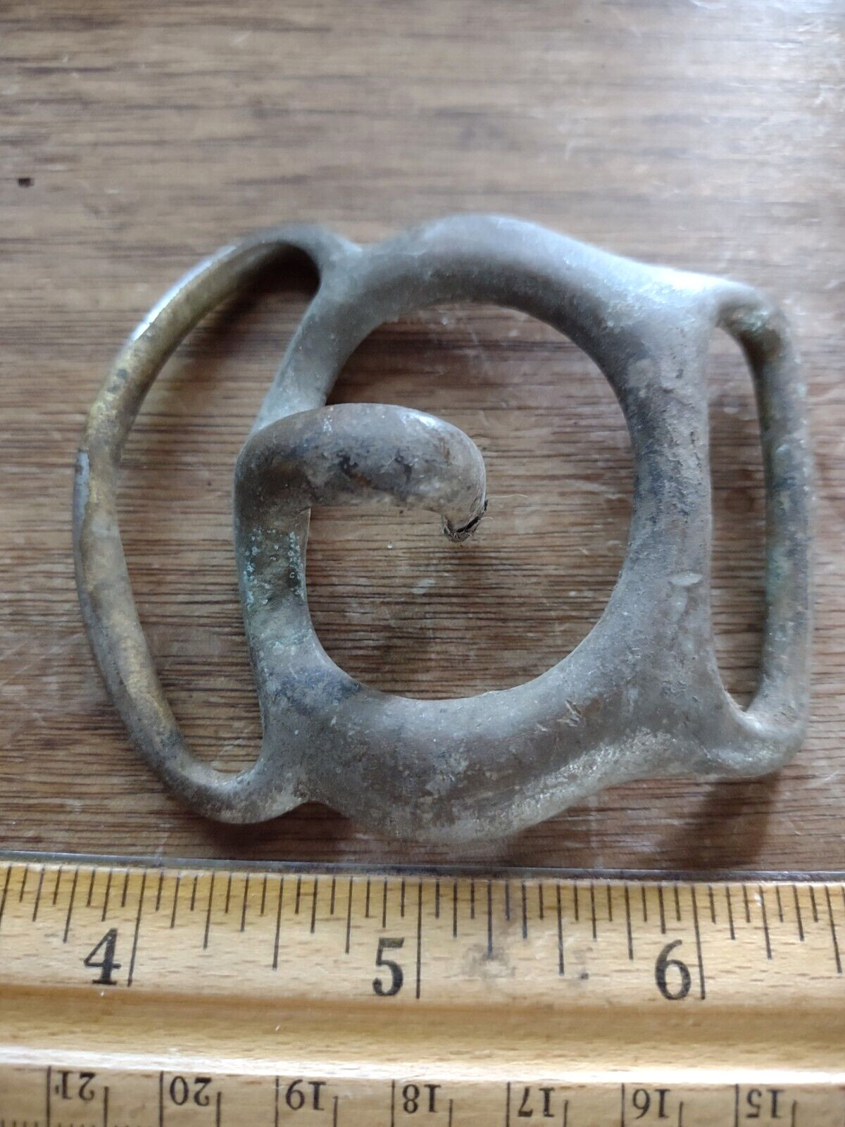 RARE Antique Brass Belt Buckle Gem