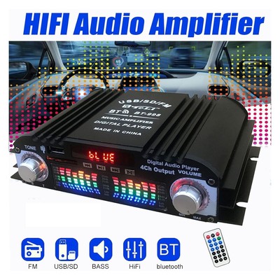 DC 12V Bluetooth Verstärker Vollverstärker HiFi Stereo Amplifier Digital FM USB