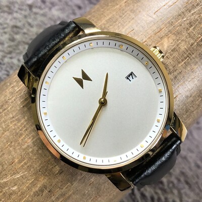 MVMT Women F30 Dress Date Black Leather Band Quartz Analog 38mm Watch 7 1/4''
