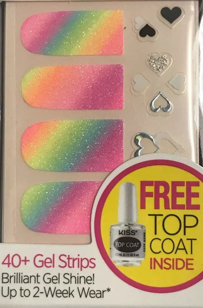 Kiss Nail Gel Dress Full D.I.Y 60461 Sugar & Spice Rainbow Design FREE TOP  COAT