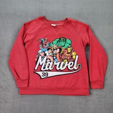 Marvel Sweatshirt Boys Medium Red Graphic Print Superhero Movie Spiderman Hulk