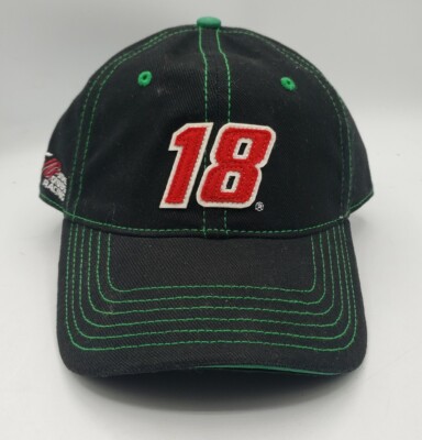 NASCAR Interstate Batteries Hat 18 Black Green Adjustable Cap Joe Gibbs Racing