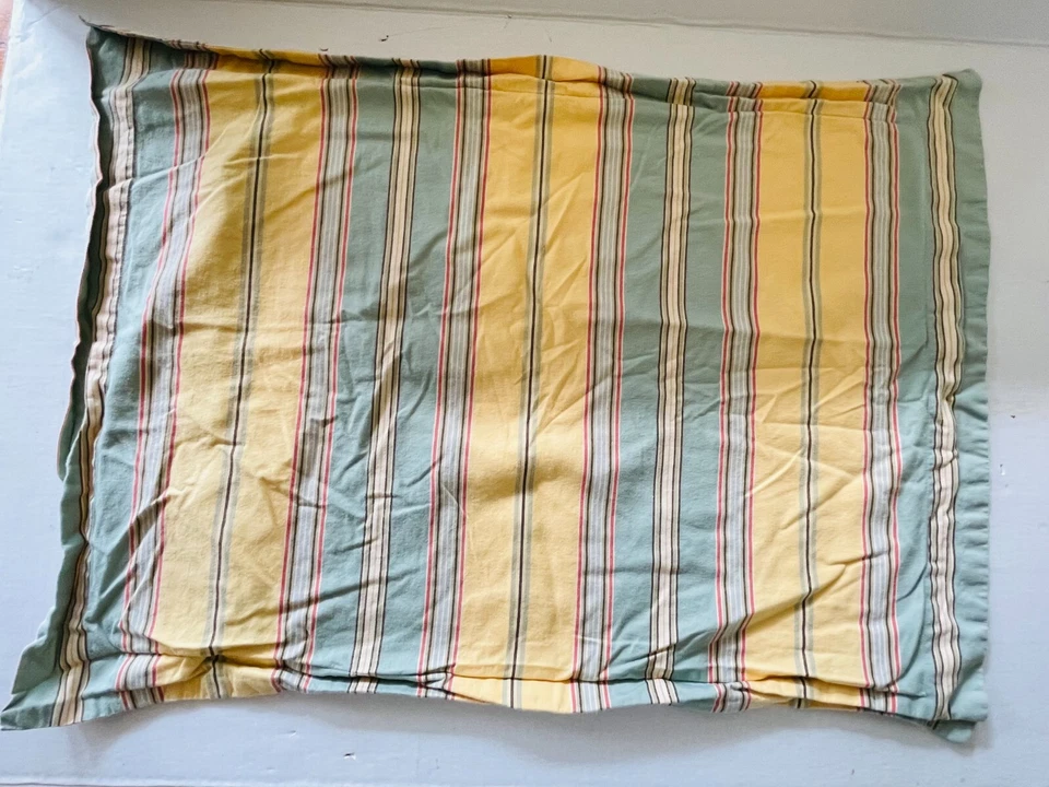 Fundas estándar POTTERY BARN de algodón orgánico a rayas verdes y amarillas - Juego de 2 Foto 2 de 4