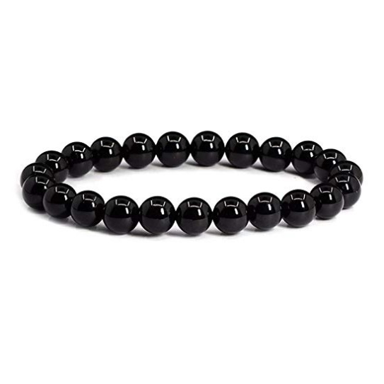 AURSTORE Bracciale In Pietra Naturale Malachite Nera E Bianca - 8 Mm - Uomo E Donna