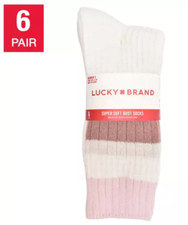 Lucky Brand Ladies Super Soft Boot Sock 6-Pair Pink Recycled Polyester