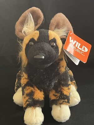 Plush Dog Wild Republic African Wild Dog 12'' Hyena Stuffed Animal EUC