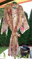 Women s Floral Satin Robe Kimono Tie At The Waist Loungewear New