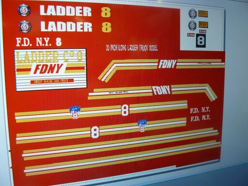 Big City New York Fire Department Ladder Truck Decals for 20 inch long model - Picture 1 of 1