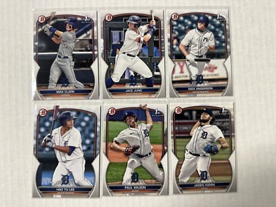 2023 Bowman Draft Tigers RC Team Set Max Clark Jung Anderson Yu Lee Wilson (6)