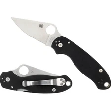 Spyderco Para 3 G-10 Folding Knife (Satin Blade, Black Handle) C223GP