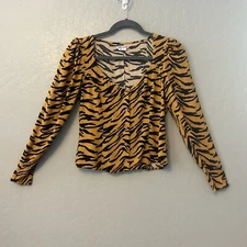 Reformation Notta tiger tigress print crepe button front blouse size small
