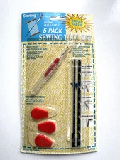 16" Sewing Gauge Ruler Seam Ripper w/Protective Ball and Cap, 3 Needle Threaders