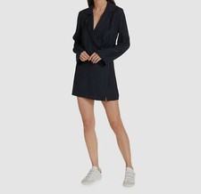 $128 Free People Women's Blue Button Waist Long Sleeve Mini Dress Size XS