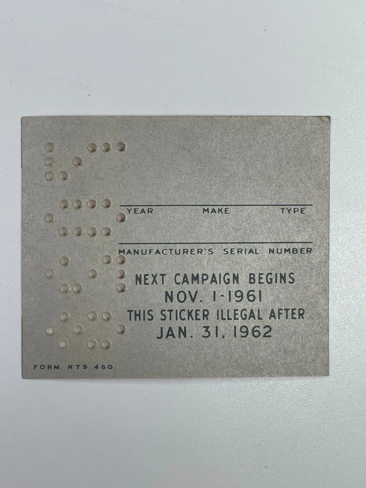 1961 Pennsylvania Inspection Sticker w HOLDER Pa VTG UNISSUED Passenger Car - Image 3 of 4