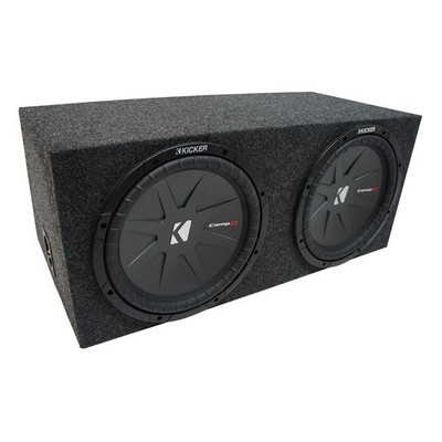 Universal Car Stereo Rearfire Sealed Dual 12 Kicker CompR CWR12 Sub Box 2 Ohm