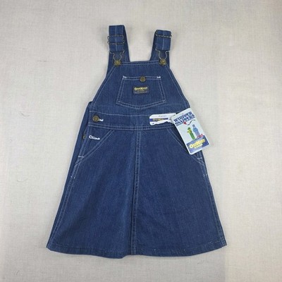 Rare Vintage 80's OshKosh B'Gosh Demin Overall Dress Skit Vestbak Size Kids 5