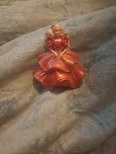 Vintage Mattel Barbie Pin Hallmark Christmas Large Brooch Red Dress Holiday,2"