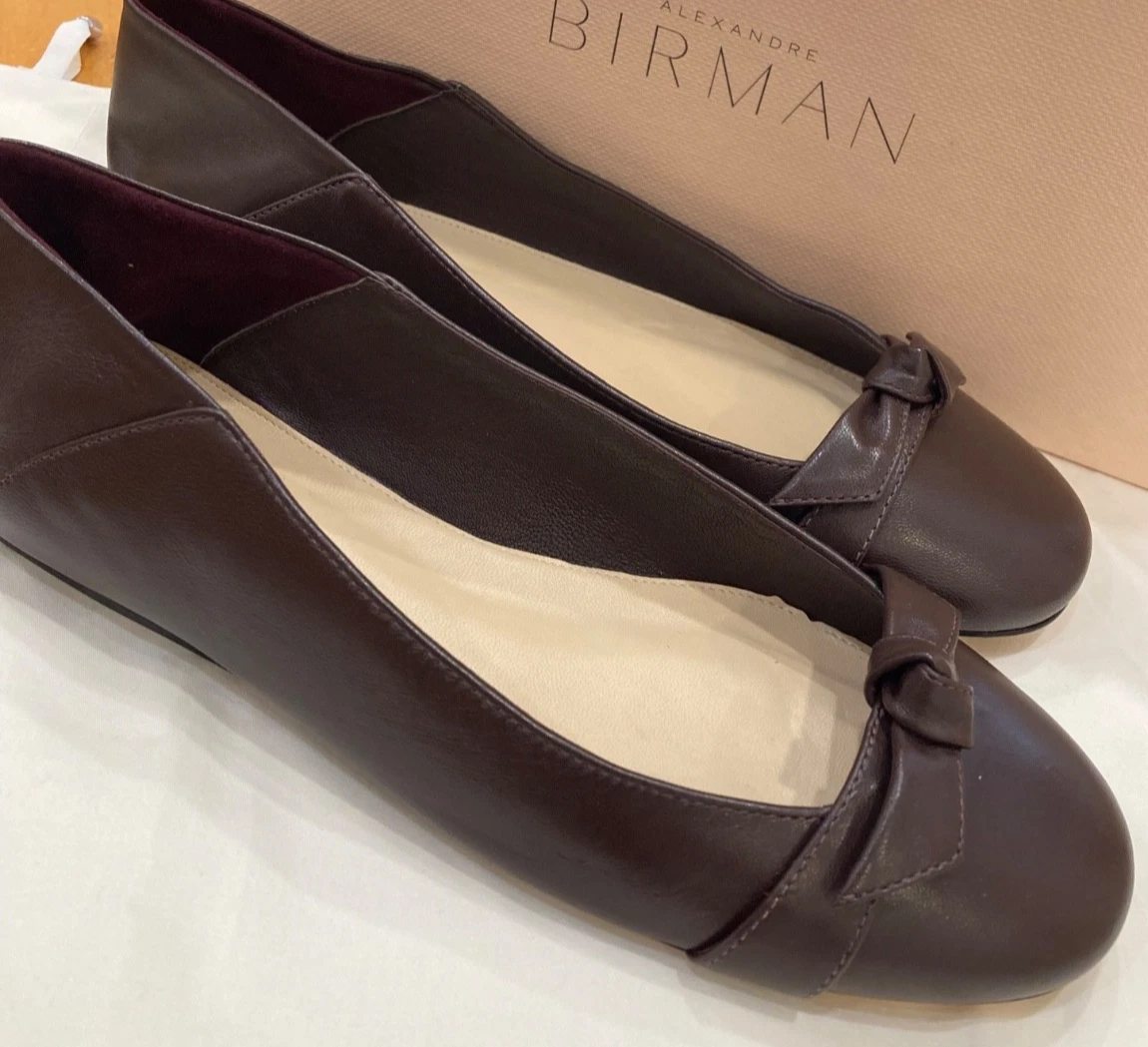 Alexandre Birman Shoes Brown Leather Flats Women Size 36.5 w/ Box Dust Bag NWT