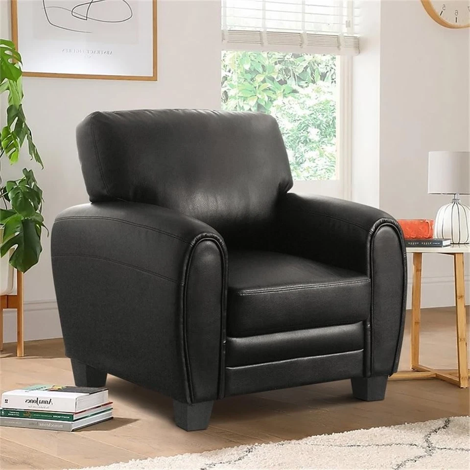 Lexicon Rubin Bonded Leather Accent Chair in Black - Image 3 of 4