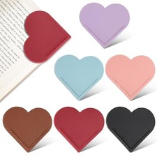 6 PCS Leather Heart Bookmarks, Cute Corner Page Bookmarks, Heart 6 Colors