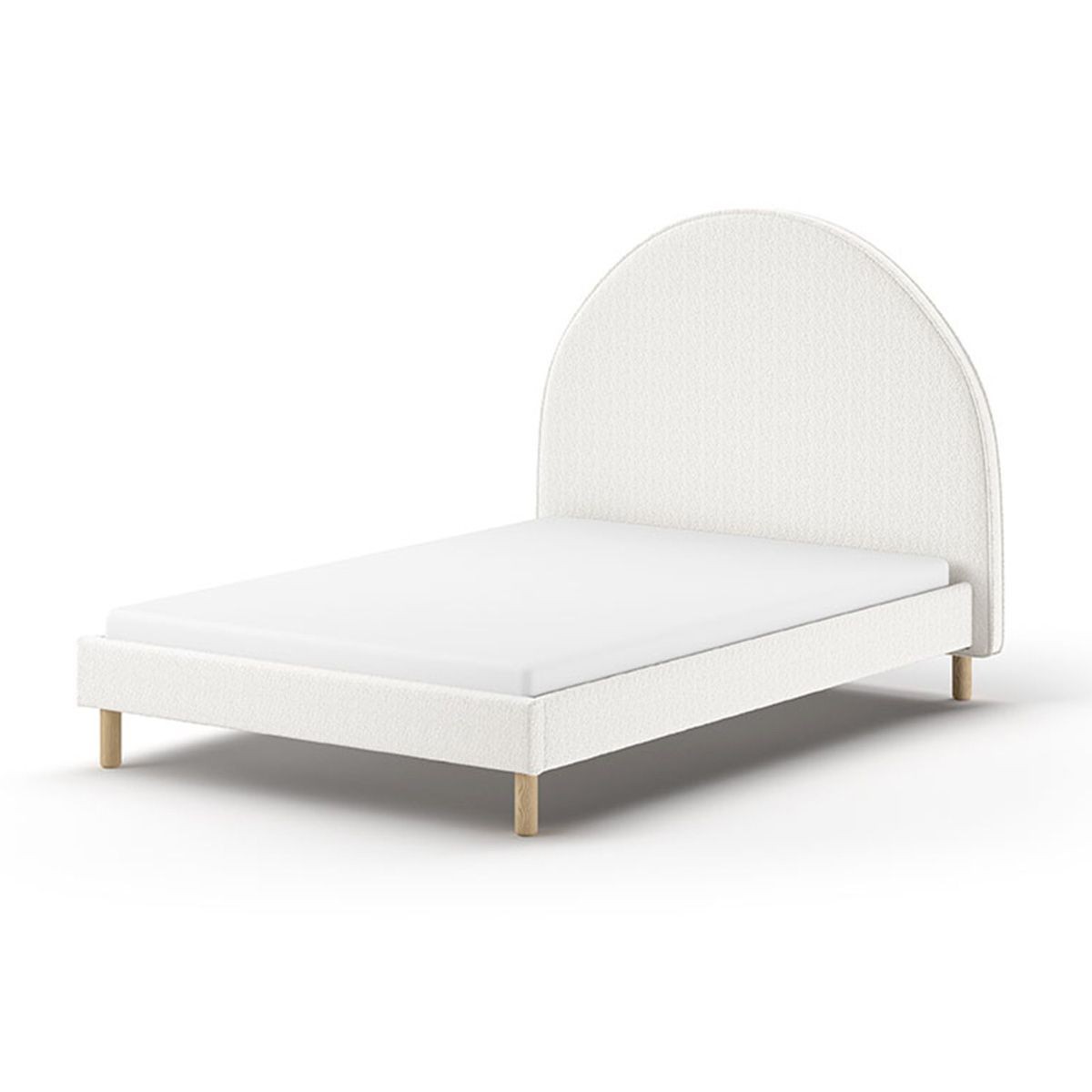 Lit adulte bouclé Blanc 140x200cm modèle Moon pour chambre élégante