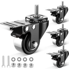 2 Inch Stem Caster Wheels 600lbs, Threaded Stem Casters Set of 4 Heavy Duty, ...