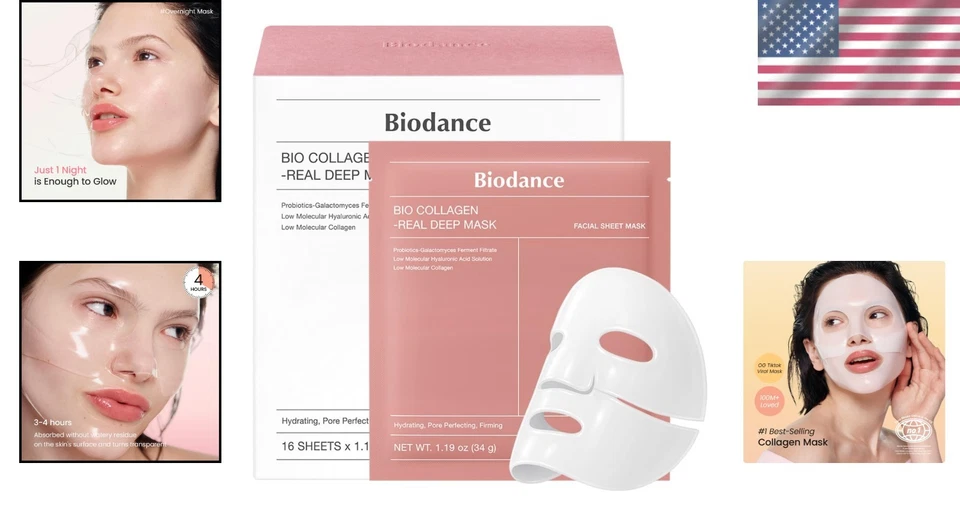 Minimizador de poros - Mascarilla de hidrogel de colágeno - 16 hojas para todo tipo de piel Foto 2 de 4