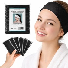 100 -Pk Disposable Headbands Adjustable Closure Medical Clinic Spa Facial Makeup