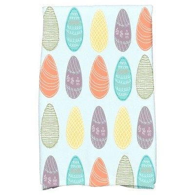 E By Design HTHG761BL29 Eggs-ellent, Holiday Geometric Print Hand Towel