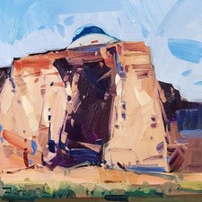Space Ship Mesa Art PRINT of Oil Painting by Artist Jose TRUJILLO 16x16