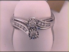 14kt White Gold Womens Round Diamond 2-stone Bridal Wedding Engagement Ring