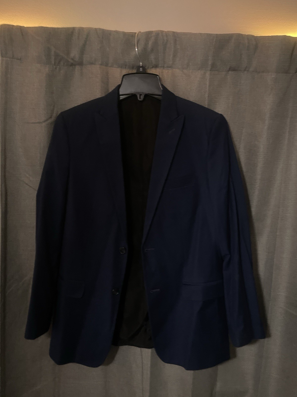 Men's Navy Blue Solid Suit Jacket Two-Button Notc… - image 1