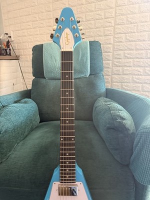 Epiphone Flying V Electric Guitar Blue Solid Body 6 String MPN 25081526046